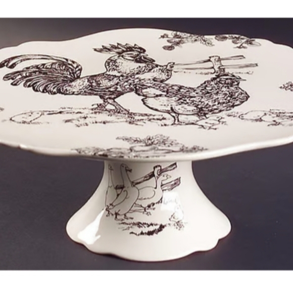 Andrea By Sadek Other - Barnyard Toile Cake Stand Plate Andrea by Sadek 13" Diameter Rooster Goose Hen